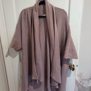 Anthro Sleeping on Snow Women's Dusty Rose Open-Front Knit Cardigan Sweater